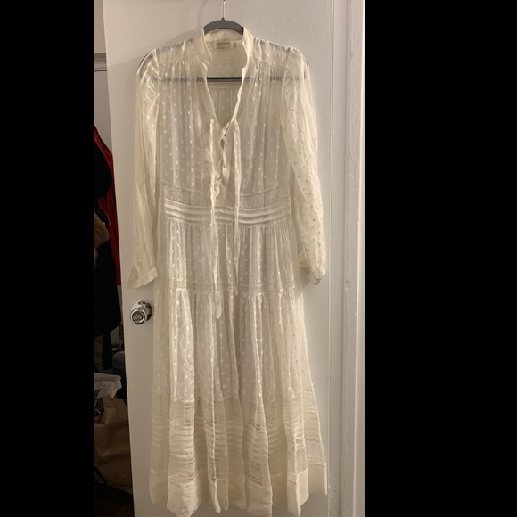 Silk Long Sleeve Midi Dress 